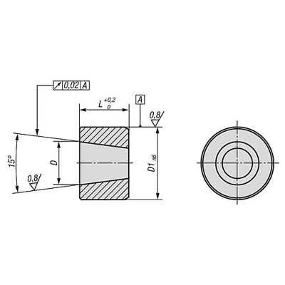 Produktbild von KIPP - BUCHSE KONISCH GR.3 D1=13,5, D=8, EDELSTAHL GEHÄRTET, GESCHL. U BLANK