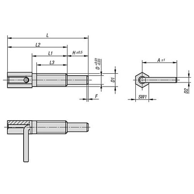 Produktbild von KIPP - ARRETIERBOLZEN MIT RASTNUT GR.1 D1=M06 STAHL, BLAU PASSIVIERT