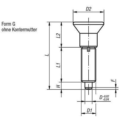 Produktbild von KIPP - ARRETIERBOLZEN OHNE RASTNUT GR.5 M24X2, FORM:G, STAHL GEHÄRTET, KOMP:THE