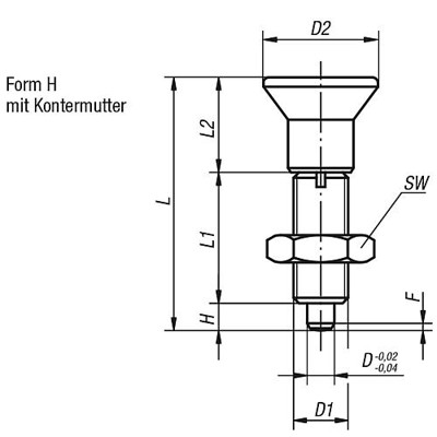 Produktbild von KIPP - ARRETIERBOLZEN OHNE RASTNUT GR.4 M20X1,5, FORM:H, STAHL GEHÄRTET, KOMP:T