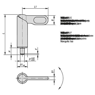 Produktbild von KIPP - SPERRRIEGEL GLATTE AUSFÜHRUNG, D=8, 20, FORM:E GRIFF UNBESCH. HÜLSE GLAT