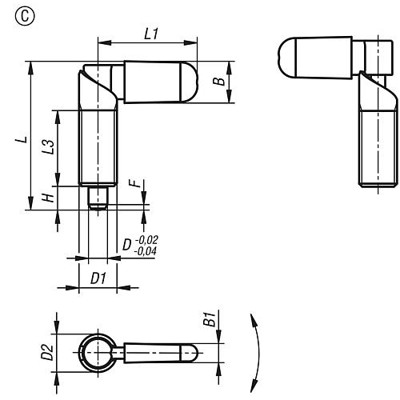 Produktbild von KIPP - SPERRRIEGEL, D=10, M16, FORM:C M. GEWINDEHÜLSE, M. KAPPE, EDELSTAHL BLAN