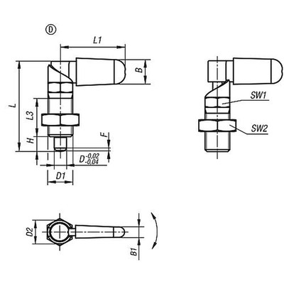 Produktbild von KIPP - SPERRRIEGEL MIT SECHSKANT, D=8, M16, SW1=16, FORM:D, MIT KAPPE, MIT MUTT