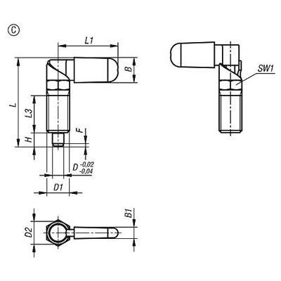 Produktbild von KIPP - SPERRRIEGEL MIT ANSCHLAG, LINKS, D=4, M10, FORM:C M. GEWINDEHÜLSE, M. KA