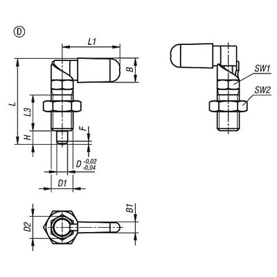 Produktbild von KIPP - SPERRRIEGEL MIT ANSCHLAG, RECHTS, D=10, M20X1,5, FORM:D M. GEW.HÜLSE/MUT