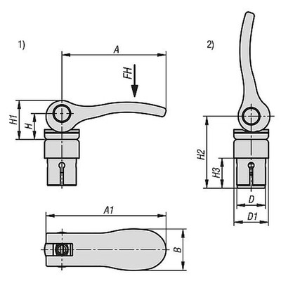 Produktbild von KIPP - EXZENTERHEBEL MIT SPANNDORN GR.0, D=12, ALUMINIUM ROT KUNSTSTOFFBESCHICH