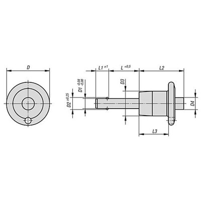 Produktbild von KIPP - KUGELSPERRBOLZEN MIT PILZGRIFF, D1=10, L=90, L1=9, L5=99, EDELSTAHL, KOM