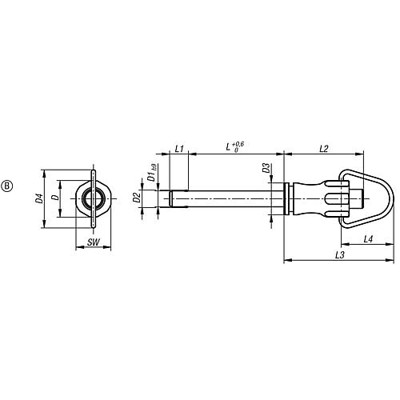 Produktbild von KIPP - KUGELSPERRBOLZEN, FORM:B MIT GRIFFMULDE UND RING, D1=6, L=35, L1=6,8, L5