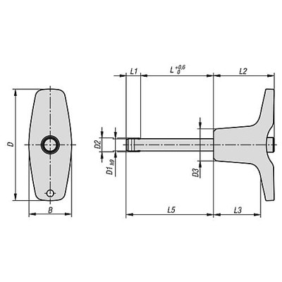 Produktbild von KIPP - KUGELSPERRBOLZEN MIT T-GRIFF, D1=12, L=70, L1=9,9, L5=79,9, EDELSTAHL 1.