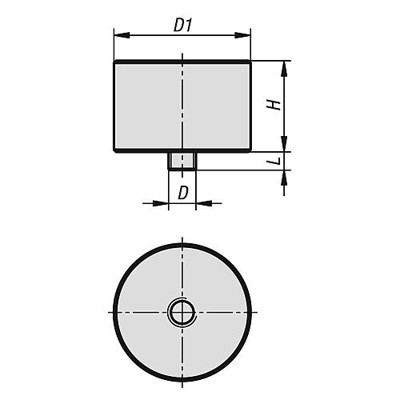 Produktbild von KIPP - DREHLAGER MIT GEWINDEBOLZEN, D=M06, D1=30, STAHL BRÜNIERT
