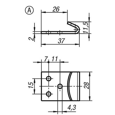 Produktbild von KIPP - GEGENHAKEN FÜR SPANNVERSCHLUSS, MIT SPANNBÜGEL, FORM:A, STAHL VERZINKT U