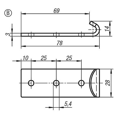 Produktbild von KIPP - GEGENHAKEN, FORM:B, EDELSTAHL BLANK FÜR 05552/K0051