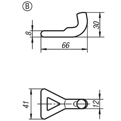 Produktbild von KIPP - GEGENHAKEN FÜR SPANNVERSCHLUSS, SCHWERE AUSFÜHRUNG, FORM:B SCHWEIßBAR, S