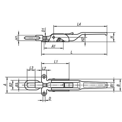 Produktbild von KIPP - SPANNVERSCHLUSS MIT SPANNHAKEN EINSTELLBAR, SCHWERE AUSFÜHRUNG, FORM:A A