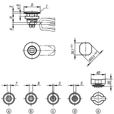 Produktbild von KIPP - DREHRIEGEL KLEINE AUSFÜHRUNG, MIT DOPPELBART 5MM, D=32, H=18, EDELSTAHL 