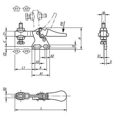 Produktbild von KIPP - SCHNELLSPANNER MINI STAHL, FUß SENKRECHT, KOMP:KUNSTSTOFF, ORANGE, M=M05