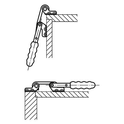 Produktbild von KIPP - HAKENSPANNER HORIZONTAL, MIT GEGENHALTER, EDELSTAHL BLANK, KOMP:KUNSTSTO