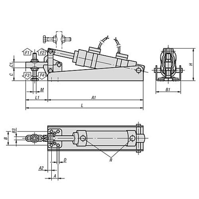 Produktbild von KIPP - PNEUMATIKSPANNER HORIZONTAL, FORM:B STAHL, KOMP:STAHL