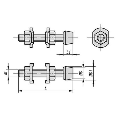 Produktbild von KIPP - ANDRUCKSPINDEL MIT DRUCKSTÜCK STAHL, KOMP:NEOPREN, M=M04x32
