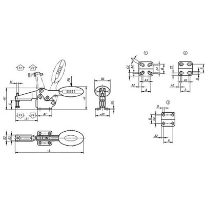 Produktbild von KIPP - SCHNELLSPANNER HORIZONTAL STANDARD, FUß WAAGRECHT F1=1350, VERSTELLB. AN