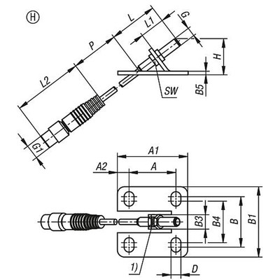 Produktbild von KIPP - ZUSTANDSSENSOR M.HALTER FUß WAAGRECHT, SCHLIEßER GR.4 M08X45, FORM:H FÜR