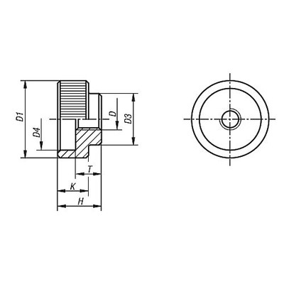 Produktbild von KIPP - Rändelmutter D=M06 D1=24, H=14, Form A ohne Stiftloch, Automatenstahl br