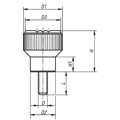 Produktbild von KIPP - RÄNDELKNOPF GR.2 D=M08X20, D1=26, H=26, THERMOPLAST SCHWARZGRAU RAL7021,