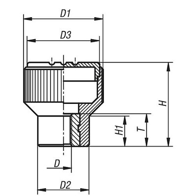 Produktbild von KIPP - RÄNDELKNOPF GR.3 D=M08, D1=34, H=36, THERMOPLAST SCHWARZGRAU RAL7021, KO