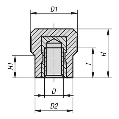 Produktbild von KIPP - RÄNDELKNOPF, D1=15 D=M06, H=15,5, DUROPLAST SCHWARZ, KOMP:MESSING