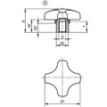Produktbild von KIPP - KREUZGRIFF METALLDETEKTIERBAR, MIT VORSTEHENDER BUCHSE, FORM:K D=M08, D1