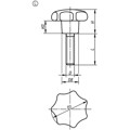 Produktbild von KIPP - STERNGRIFF ÄHNLICH DIN6336 M10X25, D1=50H=32, FORM:L, DUROPLAST SCHWARZ 