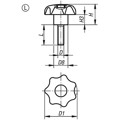 Produktbild von KIPP - STERNGRIFF ÄHNLICH DIN6336 D=M08X20, D1=40 H=25, FORM:L, THERMOPLAST SCH