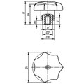 Produktbild von KIPP - STERNGRIFF MIT SICHERHEITSFUNKTION GR.1 D=M05 D1=32, THERMOPLAST ROT RAL