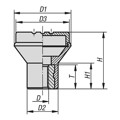 Produktbild von KIPP - PILZKNOPF GR.1, D=M04, D1=21, THERMOPLAST SCHWARZGRAU RAL7021, KOMP:STAH