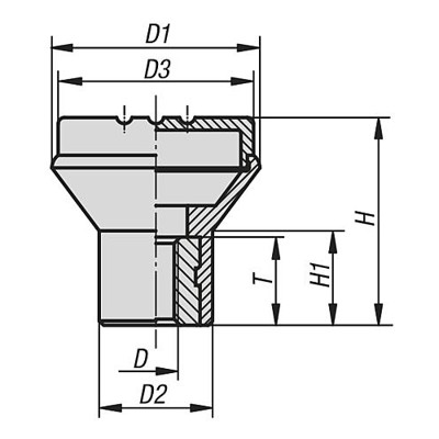 Produktbild von KIPP - PILZKNOPF GR.1, D=M04, D1=21, THERMOPLAST SCHWARZGRAU RAL7021, KOMP:STAH