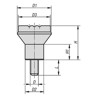 Produktbild von KIPP - PILZKNOPF GR.2 D=M06X15, D1=25, THERMOPLAST SCHWARZGRAU RAL7021, KOMP:ST