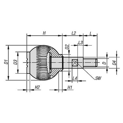 Produktbild von KIPP - GRIFFKUGEL DREHBAR GR.1, D1=25 D=M06X10, THERMOPLAST SCHWARZGRAU RAL7021