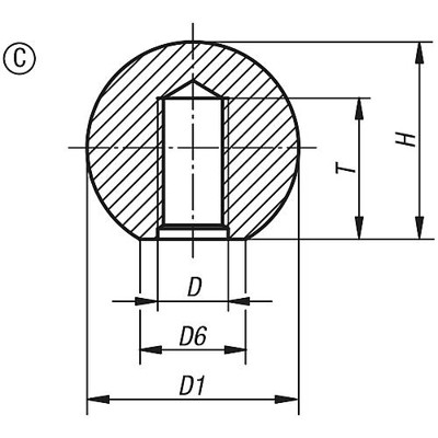 Produktbild von KIPP - KUGELKNOPF GLATTE AUSFÜHRUNG DIN319 ERWEITERT, D1=16, D=M04, FORM:C PRES