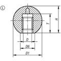 Produktbild von KIPP - KUGELKNOPF GLATTE AUSFÜHRUNG DIN319 ERWEITERT, D1=40, D=12, FORM:L KLEMM