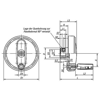 Produktbild von KIPP - HANDRAD GR.4, D1=160, FORM:E MIT PASSBOHRUNG, D2=14H7, THERMOPLAST SCHWA