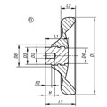 Produktbild von KIPP - SCHEIBENHANDRAD D1=125 VORGEBOHRT D2=8, GR.2, FORM:D, DUROPLAST, KOMP:ED