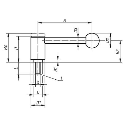 Produktbild von KIPP - SPANNHEBEL GR.4 M24X80, A=134, FORM:0°, STAHL KUNSTSTOFFBESCHICHTET, KOM