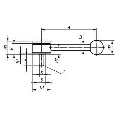 Produktbild von KIPP - SPANNHEBEL FLACH GR.3 M16X30, A=148, FORM:0° STAHL, KOMP:KUNSTSTOFF