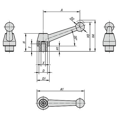 Produktbild von KIPP - KLEMMHEBEL GR.3 M16 STAHL, KOMP:STAHL