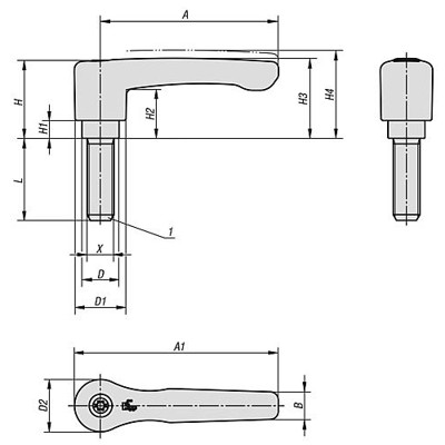 Produktbild von KIPP - KLEMMHEBEL FLACH GR.3 M10X30, ZINK SCHWARZ RAL9005 SEIDENMATT, KOMP:STAH