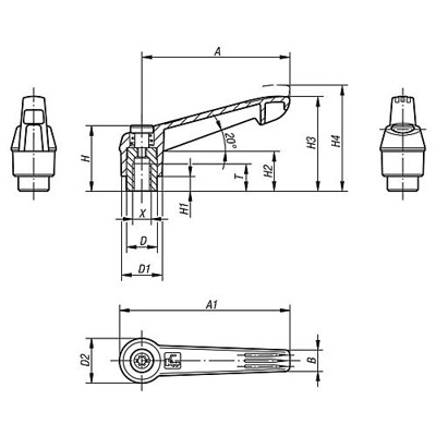 Produktbild von KIPP - KLEMMHEBEL GR.2, M06, KUNSTSTOFF ORANGE RAL2004, KOMP:STAHL