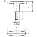 Produktbild von KIPP - T-GRIFF D=M05X15, A=50, B=15, H=24, FORM:L THERMOPLAST, SCHWARZ, KOMP:ST