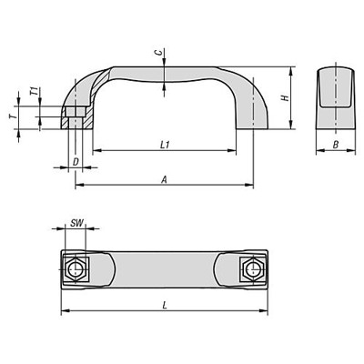 Produktbild von KIPP - BÜGELGRIFF, A=117, L=136, D=9, POLYAMID SCHWARZGRAU RAL7021