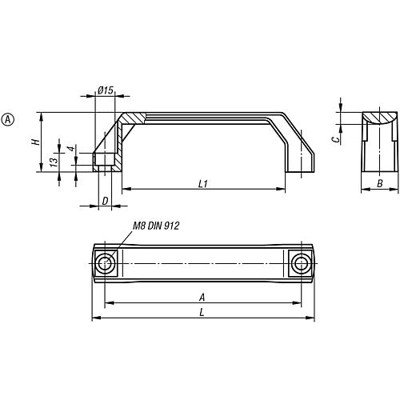 Produktbild von KIPP - BÜGELGRIFF, FORM:A, A=140, L=158, D=9, SCHWARZGRAU RAL7021