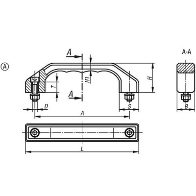 Produktbild von KIPP - BÜGELGRIFF, FORM:A, A=180, L=218, D=M10x40 EDELSTAHL